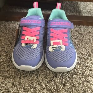 Skechers Microspec Plus Swirl Sweet Stay-Put purple pink Sneakers sz11 girls NWT